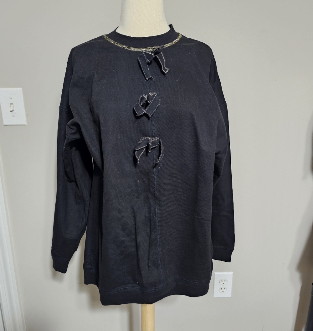 Vtg Christian de Castelnau Bow Frog Closure Sweatshirt L